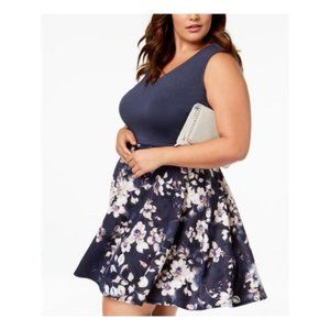 City Studio Floral Print Sleeveless V-Neck Dress